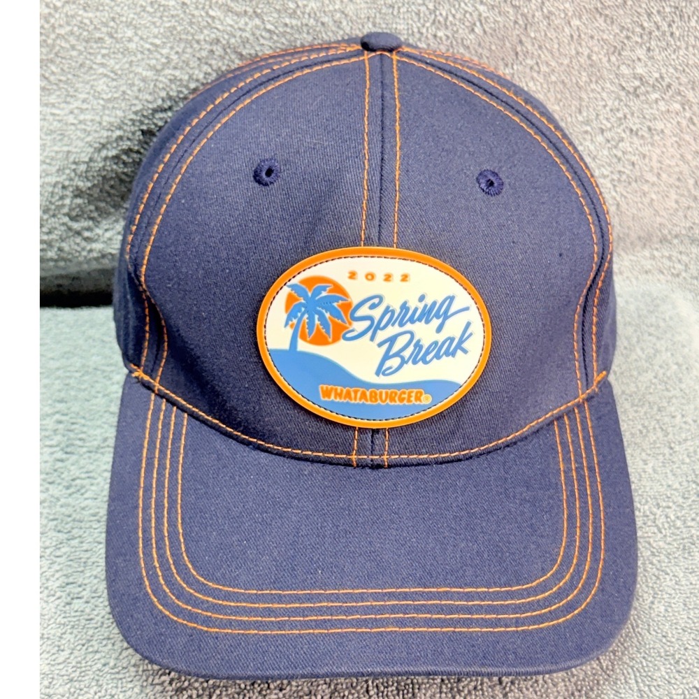 Whataburger Spring Break 2022 Hat Navy Blue Orange Patch Adjustable Cap